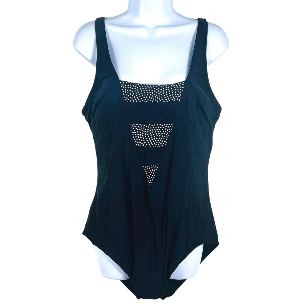 Christina Black‎ White One Piece Swimsuit Size 16D Bathing Suit Beach Vacation